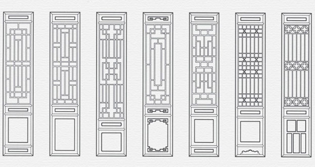 岱山常用中式仿古花窗图案隔断设计图